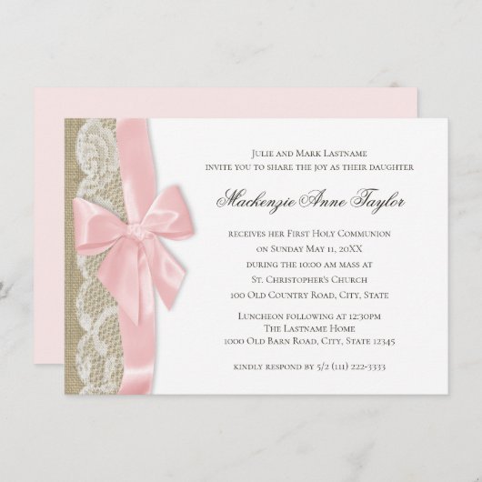 Invitation Première communion de la corneille et de la dentel (Devant / Derrière)