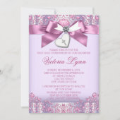 Invitation Première communion de la Croix rose et violette (Devant)