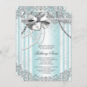 Invitation Première communion de la Croix turquoise de Pearl (Devant / Derrière)