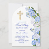 Invitation Première communion de l'arc bleu Hydrangea (Devant)
