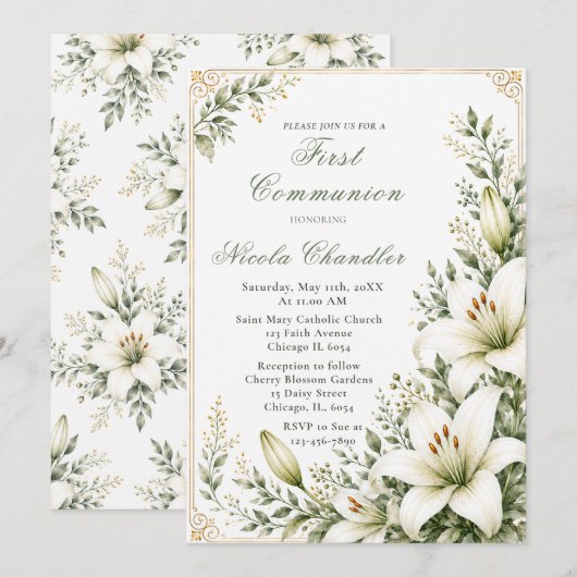 Invitation Première communion de Lily (Devant / Derrière)