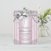 Invitation Première communion de Pearl rose et gris (Debout devant)