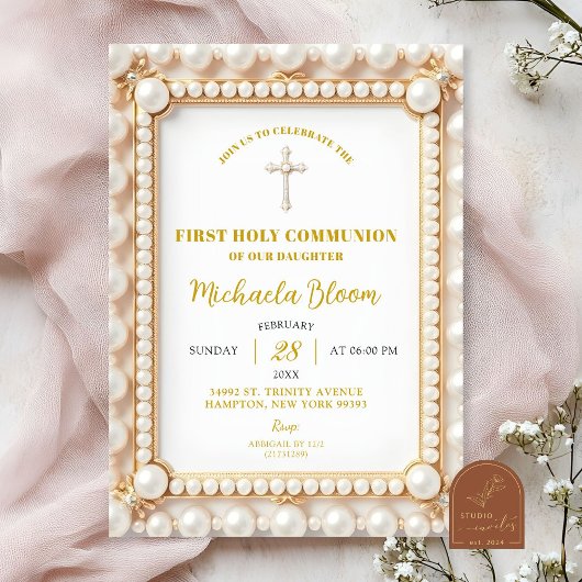 Invitation Première communion de perle
