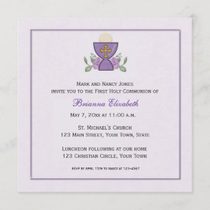 Invitation Première communion de Purple Chalice