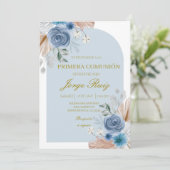 Invitation Première communion de saumons bleus clairs (Debout devant)