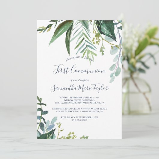 Invitation Première communion de verdure d'été (Debout devant)