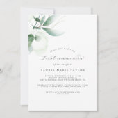 Invitation Première communion de verdure élégante (Devant)