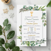Invitation Première communion de verdure en Chalice mignonne