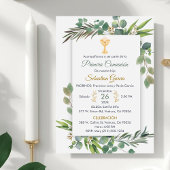 Invitation Première communion de verdure en Chalice mignonne
