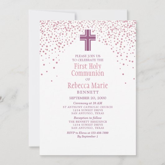 Invitation Première communion des filles (Devant)