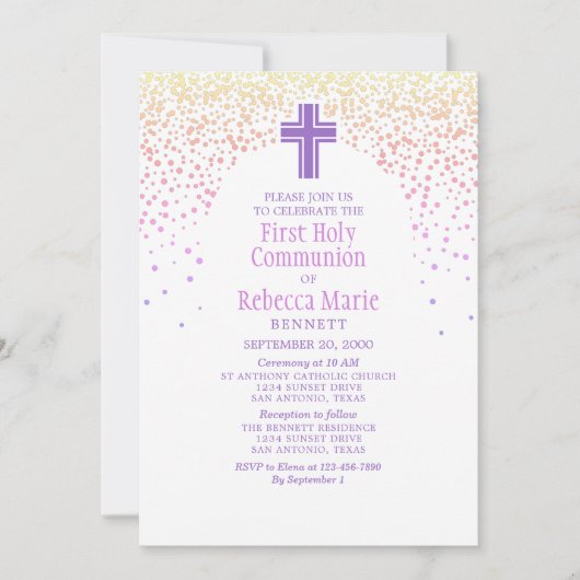 Invitation Première communion des filles (Devant)