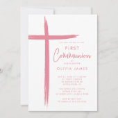 Invitation Première communion des filles de croix modernes (Devant)