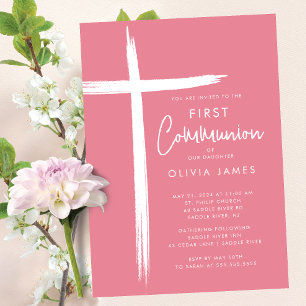 Invitation Première communion des filles de croix modernes