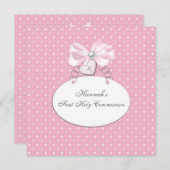 Invitation Première communion des filles de croix roses (Devant / Derrière)