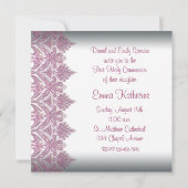 Invitation Première communion des filles en dentelle rose (Dos)