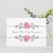 Invitation Première communion des filles roses blanches (Debout devant)