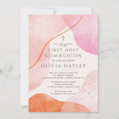 Invitation Première communion des filles roses modernes (Devant)