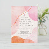 Invitation Première communion des filles roses modernes (Debout devant)