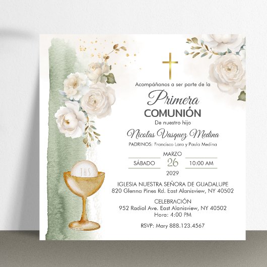 Invitation Première communion des fleurs de la communauté de 