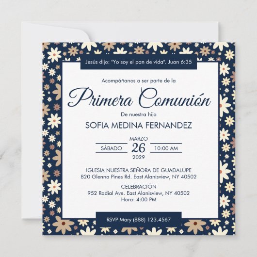 Invitation Première communion des fleurs de la communauté de  (Devant)