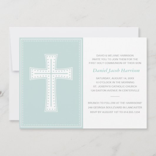 Invitation Première communion des garçons bleus (Devant)