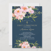 Invitation Première communion des Roses et des pivoines (Devant)
