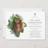 Invitation Première communion d'été tropicale à l'aquarelle (Devant)