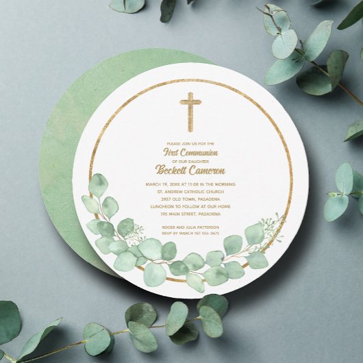 Invitation Première communion d'Eucalyptus Cross
