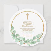 Invitation Première communion d'Eucalyptus Cross (Devant)