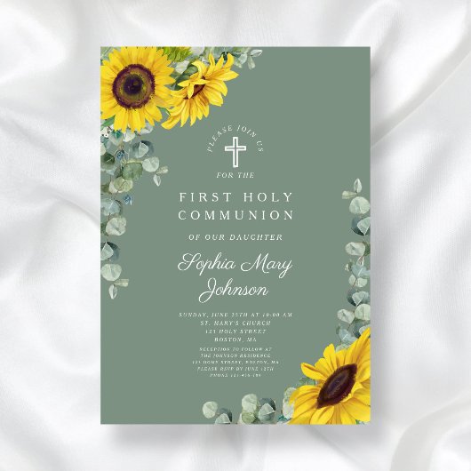 Invitation Première communion d'Eucalyptus Floral