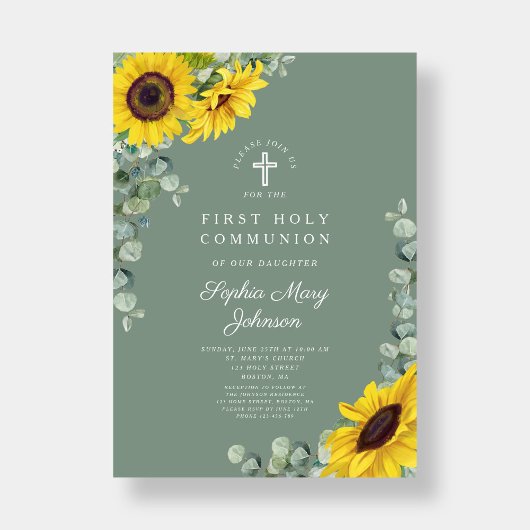 Invitation Première communion d'Eucalyptus Floral