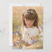 Invitation Première Communion Douce Petite Agneau Roses Roses (Dos)