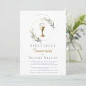 Invitation Première communion du cercle d'or élégant moderne (Debout devant)