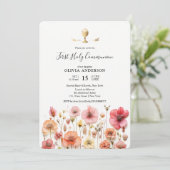 Invitation Première communion du printemps fleur sauvage (Debout devant)