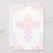 Invitation Première communion Élégante Pastel Damask Cross Gi (Dos)