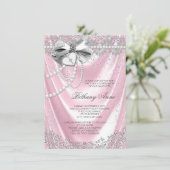 Invitation Première communion en satin rose (Debout devant)