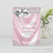Invitation Première communion en satin rose (Debout devant)