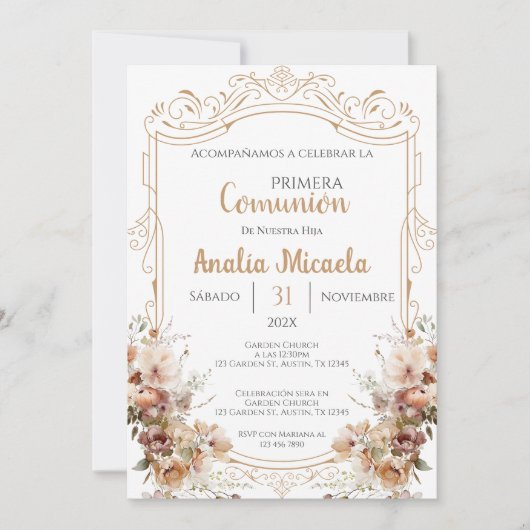 Invitation Première communion espagnole (Devant)