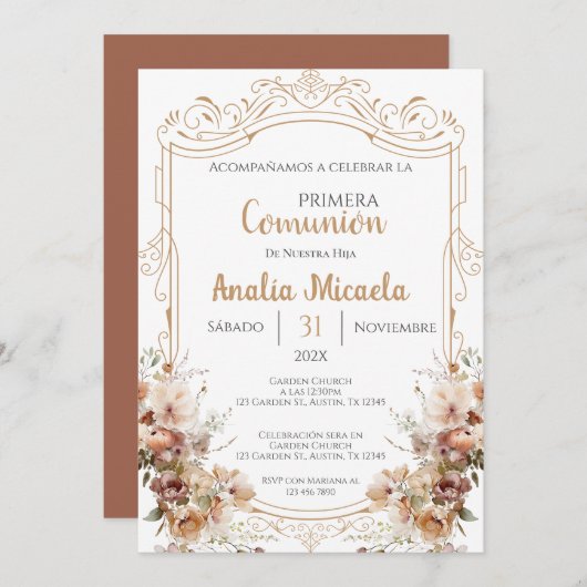 Invitation Première communion espagnole (Devant / Derrière)