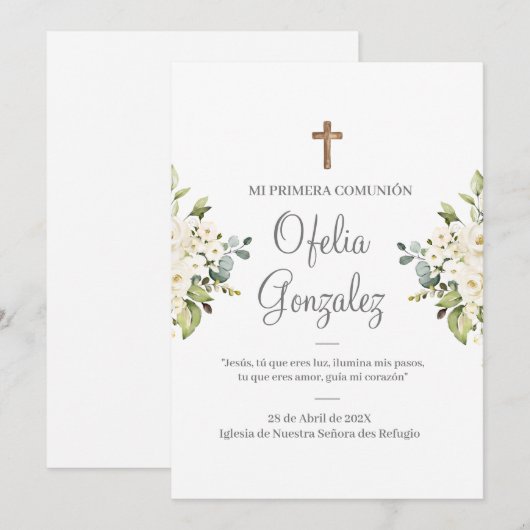 Invitation Première communion espagnole (Devant / Derrière)