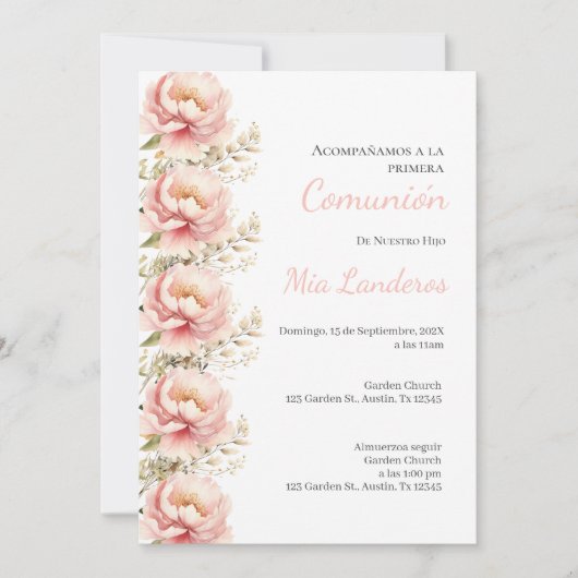 Invitation Première communion espagnole (Devant)