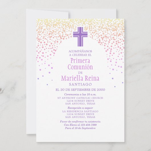 Invitation Première communion espagnole des filles (Devant)