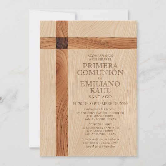 Invitation Première communion espagnole des garçons (Devant)