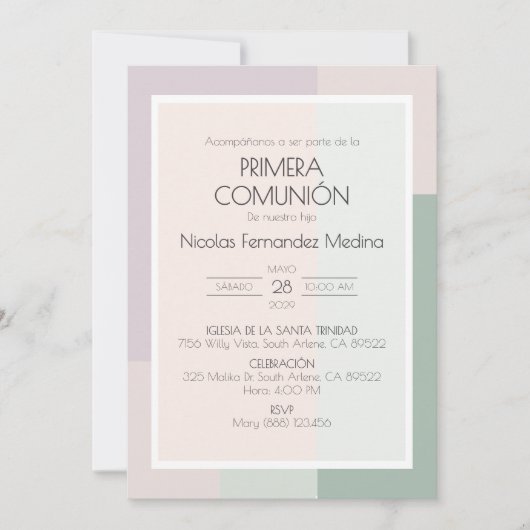 Invitation Première communion espagnole Primera (Devant)