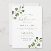 Invitation Première communion eucalyptus élégante (Devant)