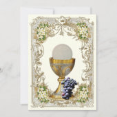 Invitation Première Communion Eucharistie Florale Or (Devant)