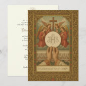 Invitation Première communion eucharistique antique prêtre me (Devant / Derrière)