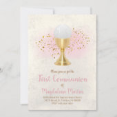 Invitation première communion FAUX parties scintillant et aqu (Devant)