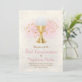 Invitation première communion FAUX parties scintillant et aqu (Debout devant)