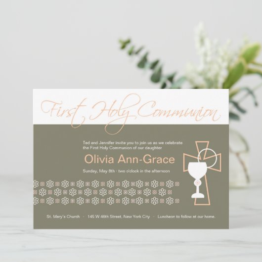 Invitation Première communion - Fille (Debout devant)